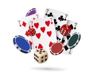 jeu de cartes jetons de casino ainsi qu'un dé de jeu